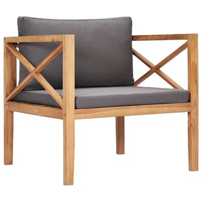 vidaXL Krzesło ogrodowe z szarymi poduszkami, lite drewno tekowe