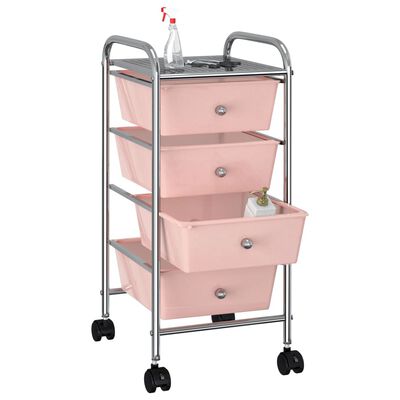 vidaXL Wózek z 4 szufladami, różowy, plastikowy