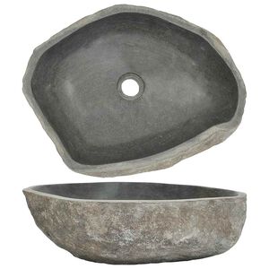 vidaXL Umywalka z kamienia rzecznego, owalna, (45-53)x(34-41) cm