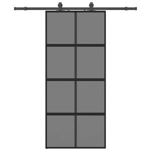 vidaXL Drzwi przesuwne z zestawem okuć czarne 90x205cm szkło hartowane