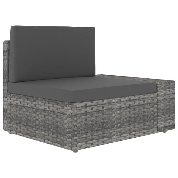 vidaXL Sofa modułowa 3-osobowa, rattan PE, szara