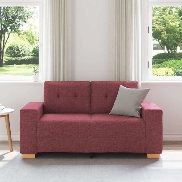 vidaXL Sofa dwuosobowa, wino czerwone, 160x77x82 cm, tkanina