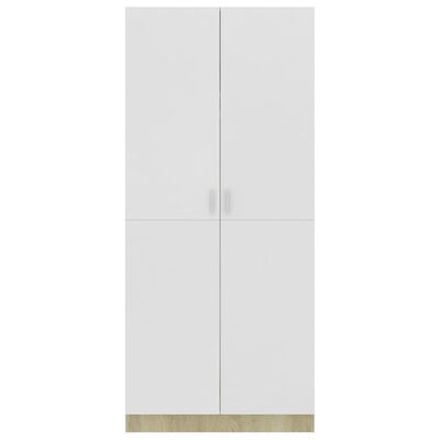 vidaXL Szafa, kolor biały i dąb sonoma, 80x52x180 cm, płyta wiórowa