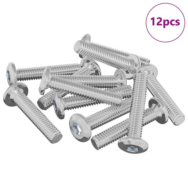 vidaXL Śruba z blokadą głowicy 12 pcs Srebrny M6 x 35 mm Stal