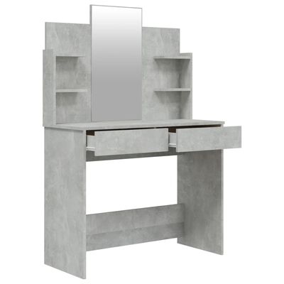 vidaXL Toaletka z lustrem, betonowa szarość, 96x40x142 cm