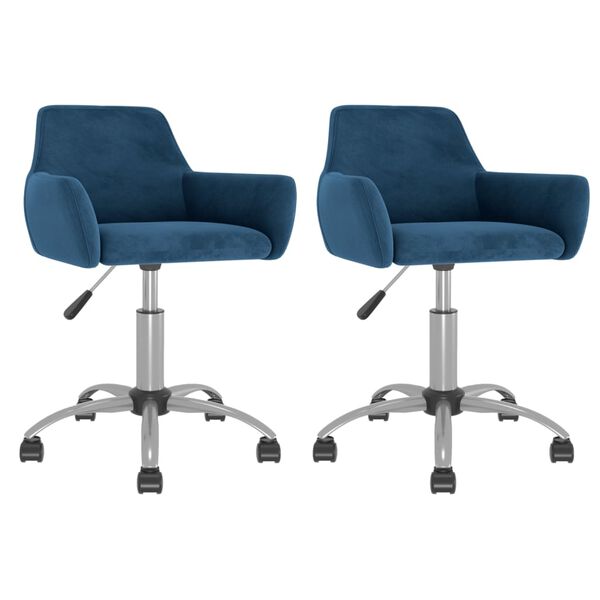 vidaXL Obrotowe krzesła stołowe, 2 szt., niebieskie, aksamitne