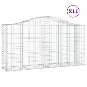 vidaXL Kosze gabionowe, 11 szt, 200x50x100/120cm, galwanizowane żelazo