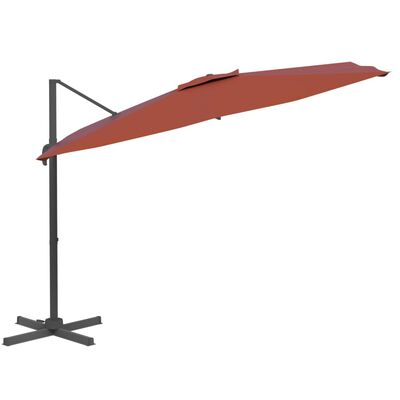vidaXL Wiszący parasol z LED, terakotowy, 400x300 cm