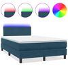 vidaXL Ł&oacute;żko kontynentalne z materacem i LED, ciemnoniebieskie, 120x210 cm