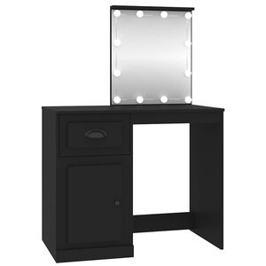 vidaXL Toaletka z LED, czarna, 90x50x132,5 cm, materiał drewnopochodny