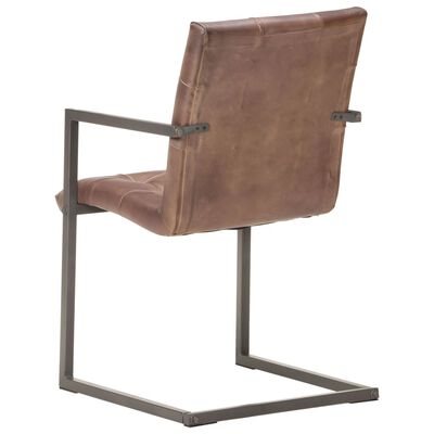 vidaXL Wspornikowe krzesła stołowe, 2 szt., brązowe, skóra naturalna