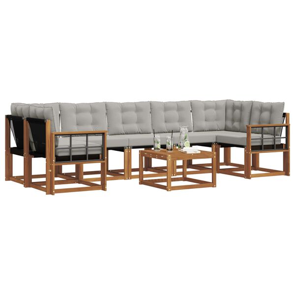 vidaXL Zestaw sof na zewnątrz z poduszką 8 pcs Naturalny i Jasny Szary