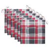 vidaXL Krzesła ogrodowe z poduszkami w czerwoną kratę, 6 szt., tekowe