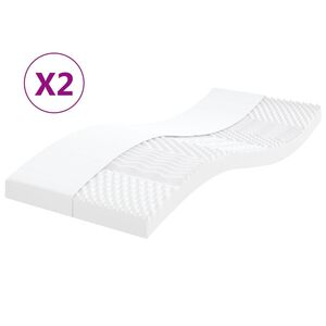 vidaXL Materace piankowe, 2 szt., białe, 80x200 cm, 7-strefowe, 20 ILD