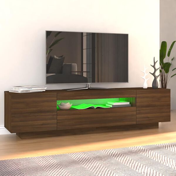 vidaXL Szafka pod TV z oświetleniem LED, brązowy dąb, 160x35x40 cm