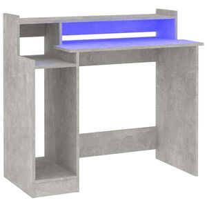 vidaXL Biurko z podświetleniem LED, betonowa szarość, 97x45x90 cm