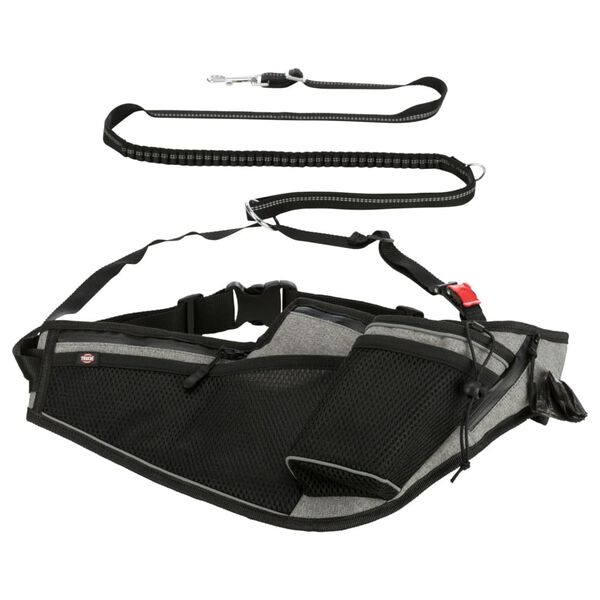 TRIXIE Pas do biegana ze smyczą dla psa, szaro-czarny