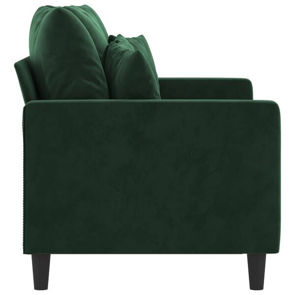 vidaXL Sofa 2-osobowa, ciemnozielona, 120 cm, tapicerowana aksamitem
