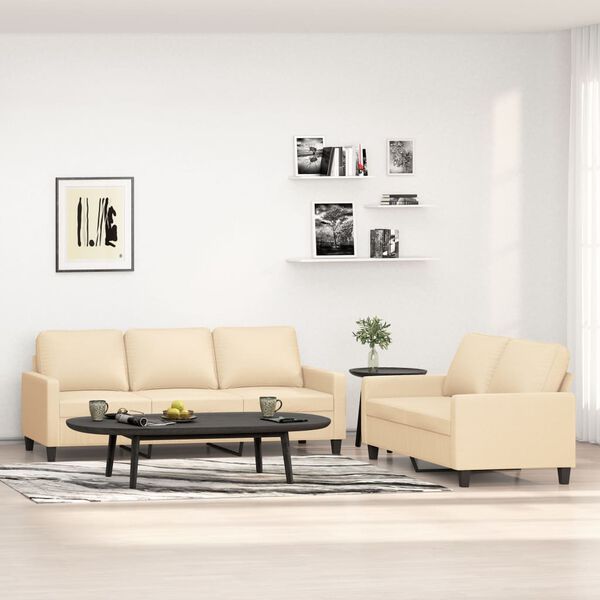 vidaXL 2-częściowy komplet wypoczynkowy, obity tkaniną, kremowa