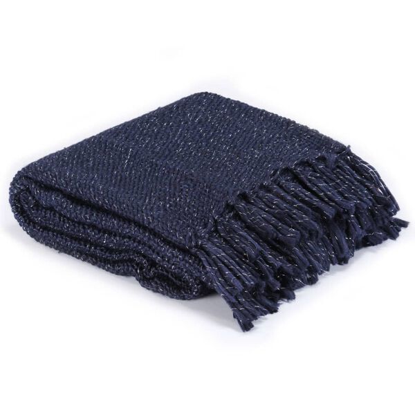 vidaXL Narzuta z lurexu, 220 x 250 cm, granatowa