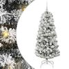 vidaXL Sztuczna choinka z zawiasami 150 LED Zielony i Biały 150 cm
