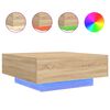 vidaXL Stolik kawowy z podświetleniem LED, dąb sonoma, 80x80x31 cm