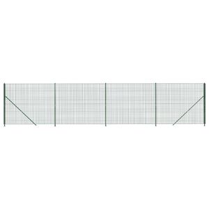 vidaXL Ogrodzenie z siatki, ze stopami słupk&oacute;w, zielone, 1,4x10 m