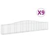 vidaXL Kosze gabionowe, 9 szt, 400x30x60/80 cm, galwanizowane żelazo