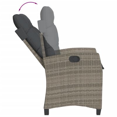 vidaXL Rozkładane krzesło ogrodowe z poduszkami, szary polirattan