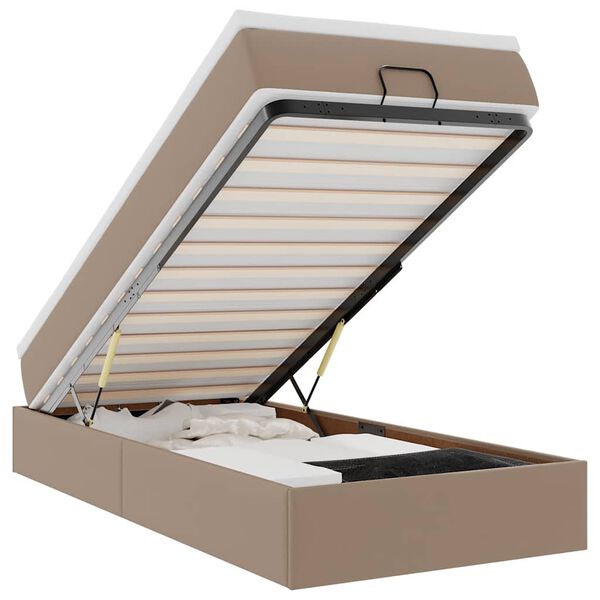vidaXL Rama ł&oacute;żka otomana z materacem, cappucino, 80x200 cm, ekosk&oacute;ra