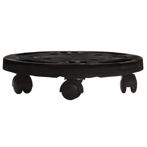 vidaXL Podstawka pod donicę, z k&oacute;łkami, średnica 30 cm, czarna, 170 kg