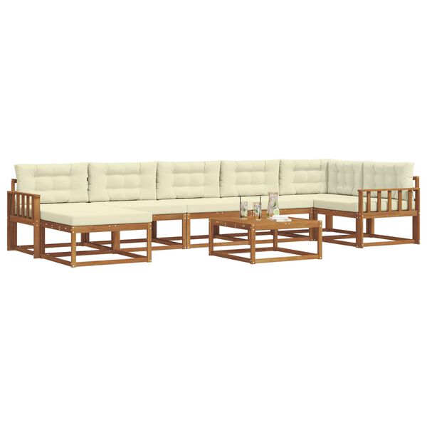 vidaXL Zestaw sof na zewnątrz z poduszką 8 pcs Naturalny i Kremowy