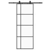 vidaXL Drzwi przesuwne z zestawem okuć czarne 76x205 cm ESG szkło