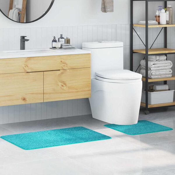 vidaXL Zestaw mat łazienkowych antypoślizgowych 2 pcs Turkusowy PP