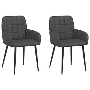 vidaXL Krzesła jadalne 2 pcs Ekosk&oacute;ra Czarny 57 x 50 x 85 cm