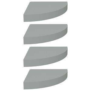 vidaXL Narożne p&oacute;łki ścienne, 4 szt., szare, 25x25x3,8 cm, MDF