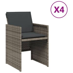 vidaXL Krzesła ogrodowe z poduszkami, 4 szt., szare, polirattan