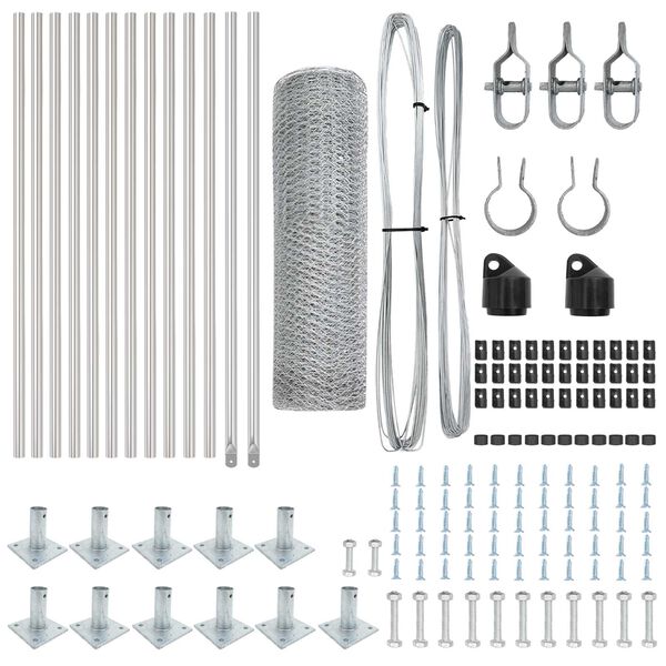vidaXL Słupek ogrodzeniowy. Srebrny 25 x 0,4 m (siatka 13 mm) Stal