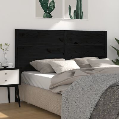 vidaXL Wezgłowie łóżka, czarne, 156x4x100 cm, lite drewno sosnowe