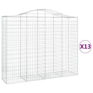 vidaXL Kosze gabionowe, 13 szt, 200x50x160/180cm, galwanizowane żelazo