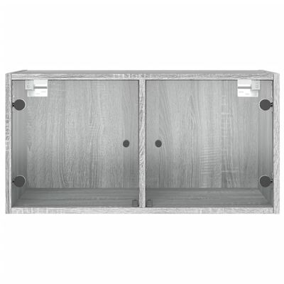 vidaXL Szafka wisząca, szklane drzwi, szary dąb sonoma, 68,5x37x35 cm