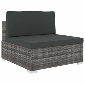 vidaXL Środkowa sofa z poduszką, 1 szt., polirattan, szara