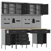 vidaXL Szafka robocza 10 pcs Czarny Drewno inżynieryjne i stal