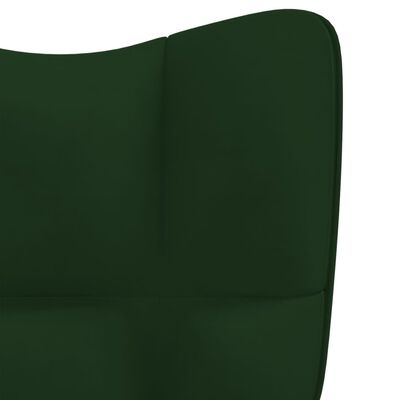 vidaXL Fotel z podnóżkiem, ciemnozielony, obity aksamitem
