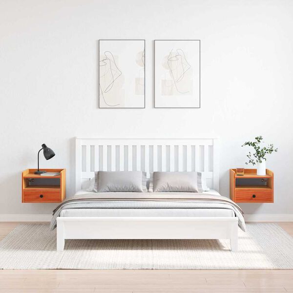 vidaXL Stolik nocny z szufladą 2 pcs Woskowy Brąz 38 x 36 x 29,5 cm