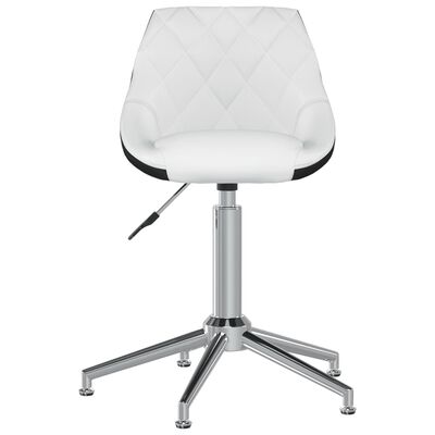 vidaXL Obrotowe krzesło stołowe, biało-czarne, sztuczna skóra