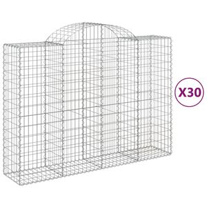 vidaXL Kosze gabionowe, 30 szt, 200x50x140/160cm, galwanizowane żelazo