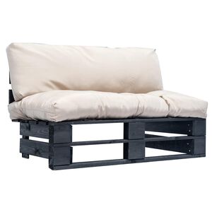 vidaXL Sofa ogrodowa z palet z piaskowymi poduszkami, sosna