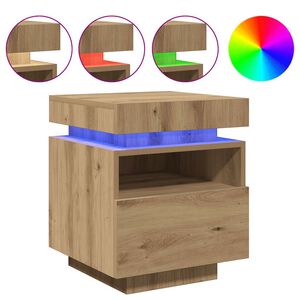 vidaXL Szafka nocna z oświetleniem LED, dąb artisan, 40x39x48,5 cm