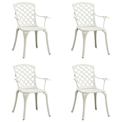vidaXL Krzesła ogrodowe 4 szt., odlewane aluminium, białe